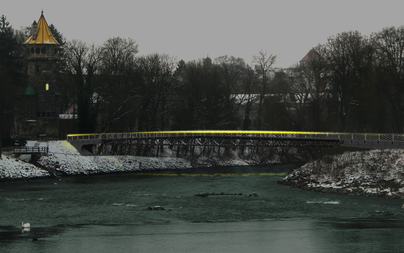 WB Langsberg Brücke Ansicht von Süd bei nacht